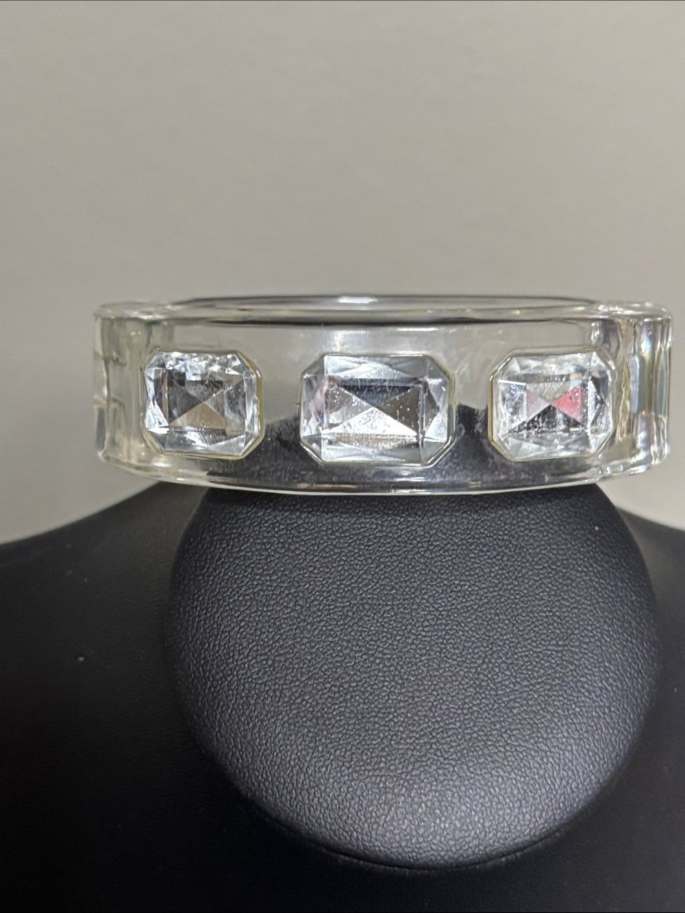 Clear Crystal Accent Resin Bangle Statement Clamper Bracelet - Women Jewelry
